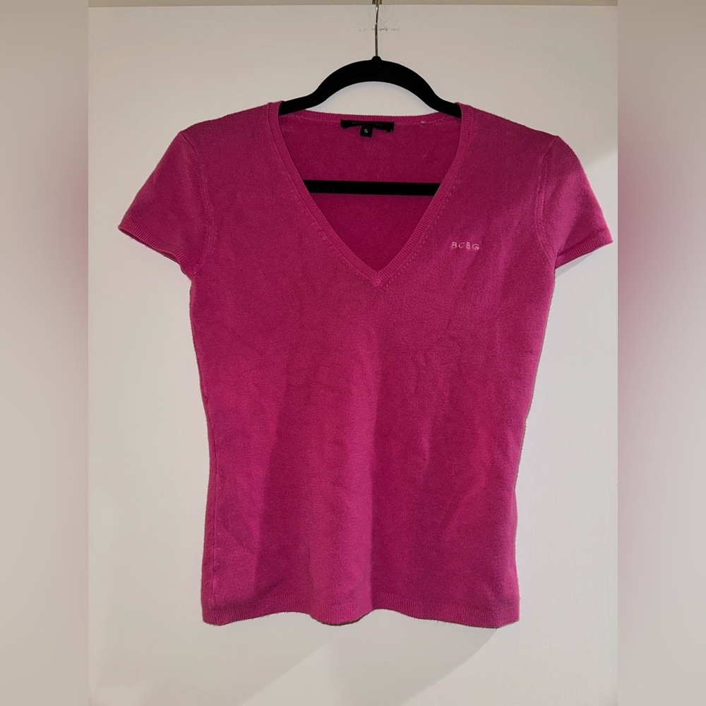 BCBG hot pink short sleeve sweater MaxAzria